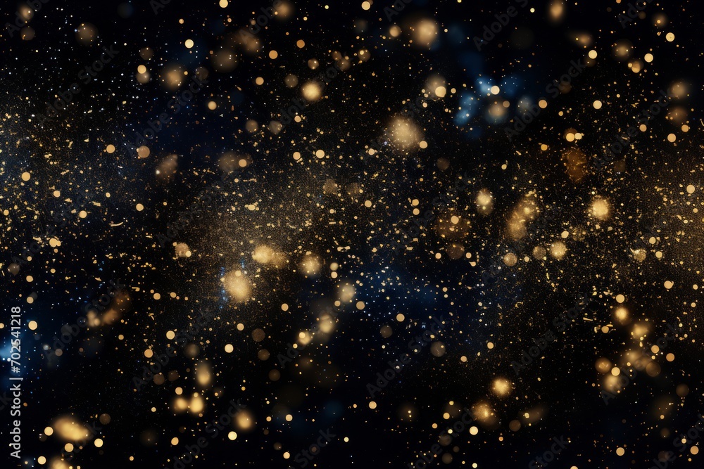abstract blue and gold background with particles. golden dust light sparkle and star shape on dark endless space wallpaper. Christmas, new year's eve, cosmos theme. Shiny fantasy galaxy concept abstract blue and gold background with particles. golden dust light sparkle and star shape on dark endless space wallpaper. Christmas, new year's eve, cosmos theme. Shiny fantasy galaxy concept