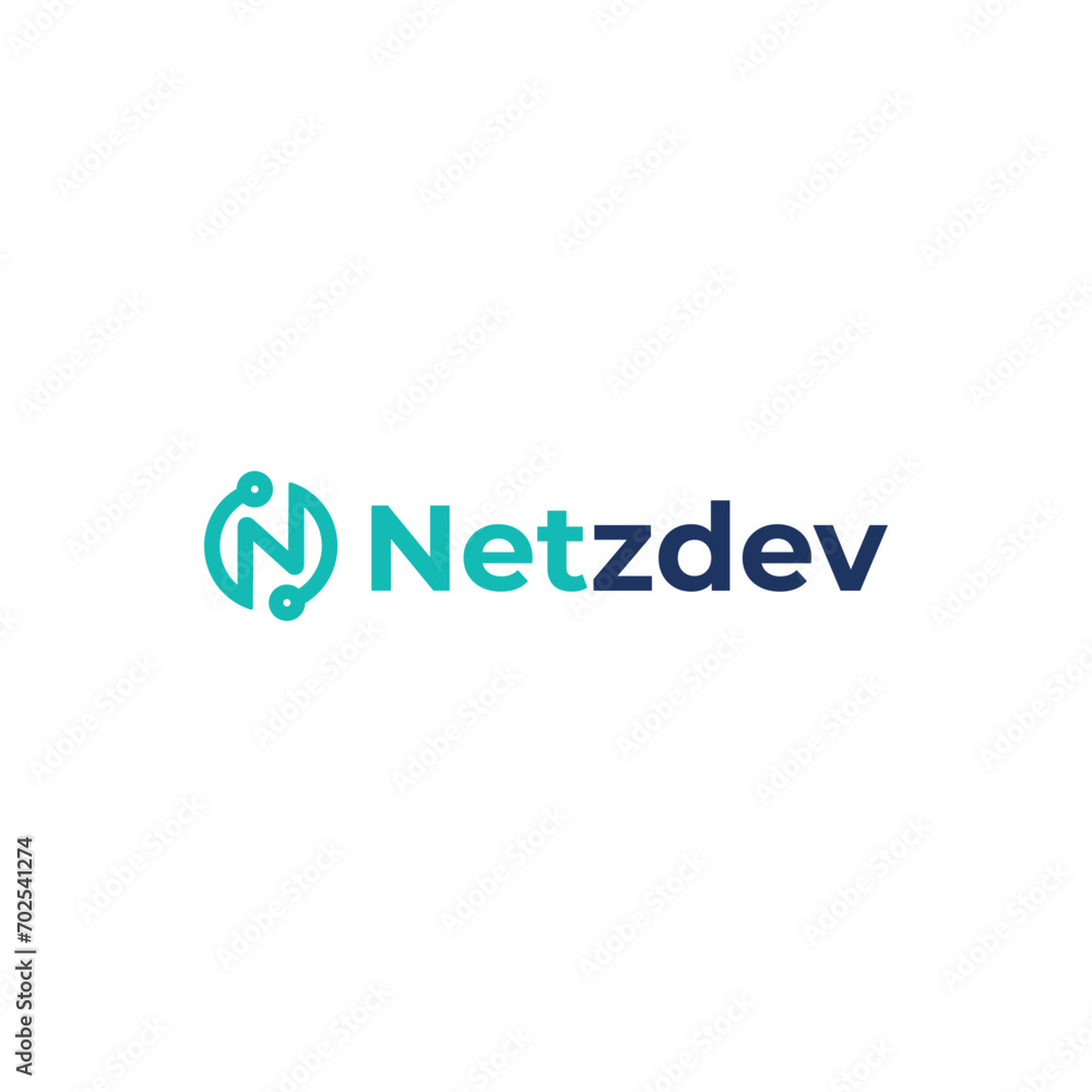 netz dev logo design vector monito pc computer