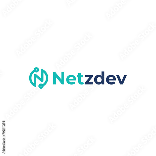 netz dev logo design vector monito pc computer