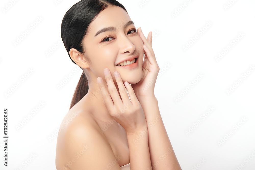 Beautiful young asian woman with clean fresh skin on white background, Face care, Facial treatment, Cosmetology, beauty and spa, Asian women portrait. Beautiful young asian woman with clean fresh skin on white background, Face care, Facial treatment, Cosmetology, beauty and spa, Asian women portrait.