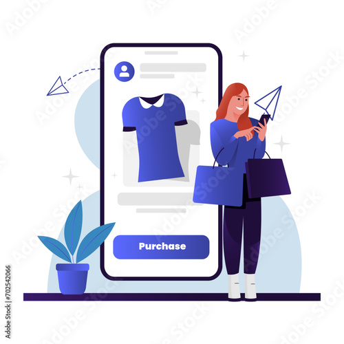 Woman shopping by ecommerce use phone