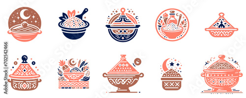 North African Kitchen Outline Drawing Icon and Pictogram Collection photo