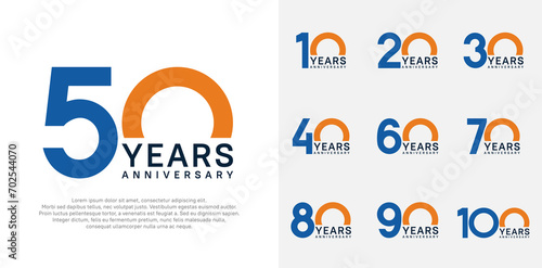 anniversary logo style vector design with blue and orange color can be use for celebration day photo