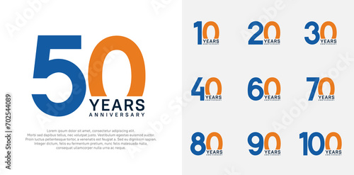 anniversary logo style vector design with blue and orange color can be use for celebration day