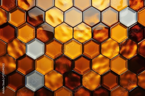 Texture glass mosaic in the shape of a honeycomb wall