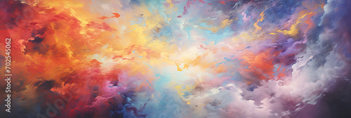 Wallpaper Mural cloud painting in orange, yellow, blue, red and purple colors, generative AI Torontodigital.ca