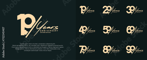 anniversary logotype vector design with slash and handwriting brown color for special day photo