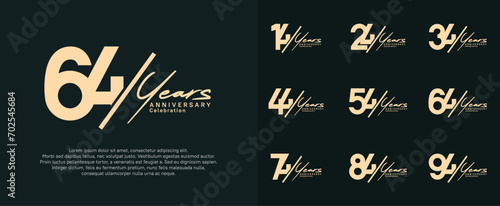 anniversary logotype vector design with slash and handwriting brown color for special day