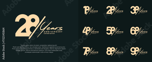 anniversary logotype vector design with slash and handwriting brown color for special day