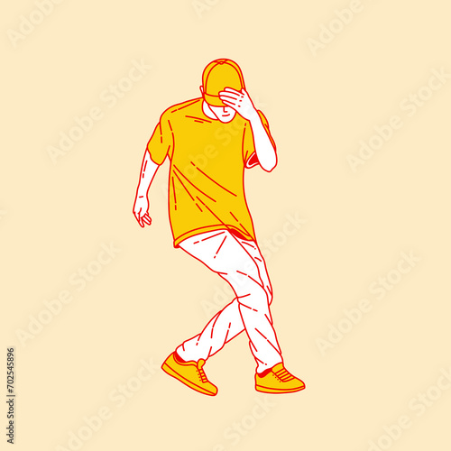 Simple cartoon illustration of hip-hop dance 3