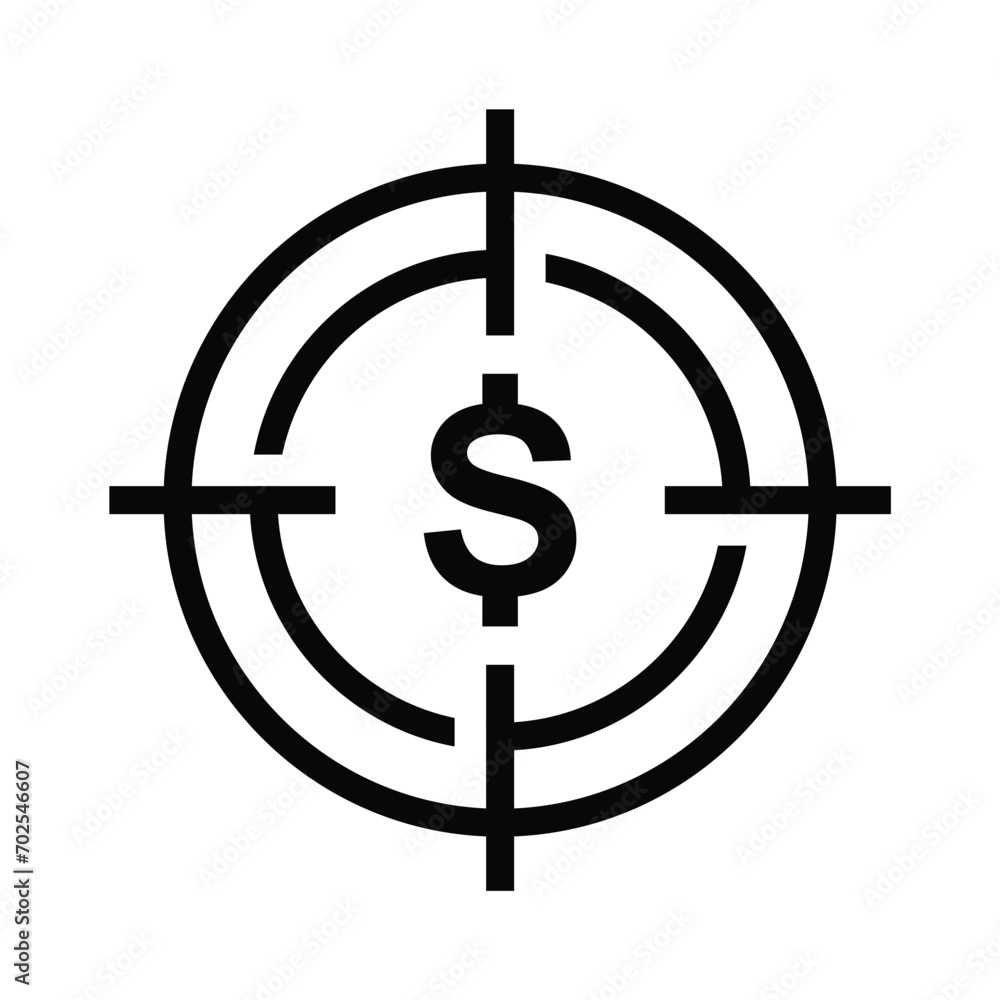 Money target outline icons, minimalist vector illustration and transparent graphic element. Isolated on white background Money target outline icons, minimalist vector illustration and transparent graphic element. Isolated on white background