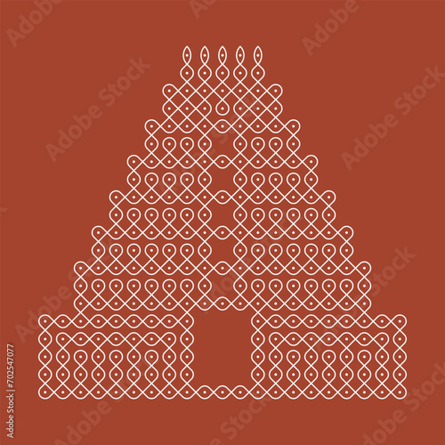 South Indian Traditional and Cultural pulli or sikku Kolam vector photo