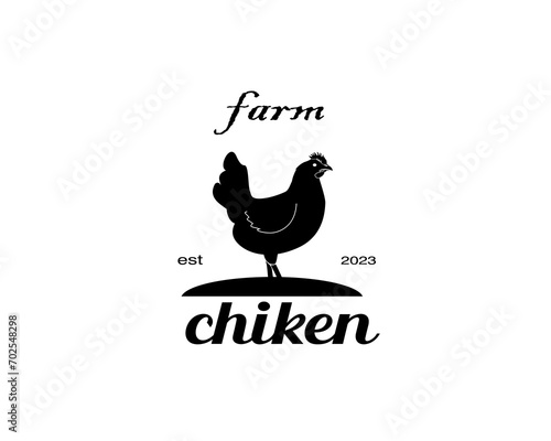 chicken farm logo design template black chicken icon