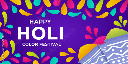 Holi color festival horizontal banner illustration vector design
