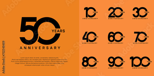 anniversary logotype vector set with black color for special celebration day