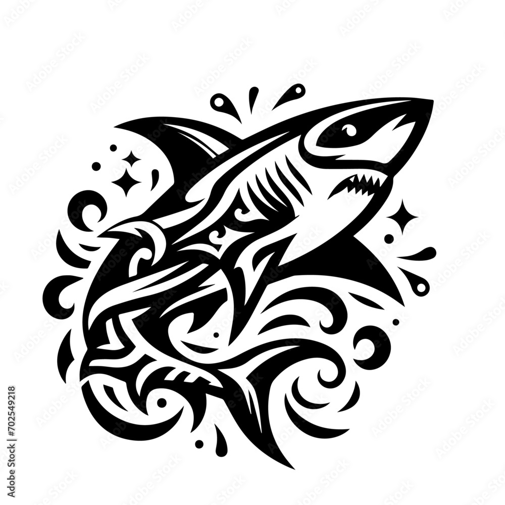 Shark tribal logo icon design illustration template