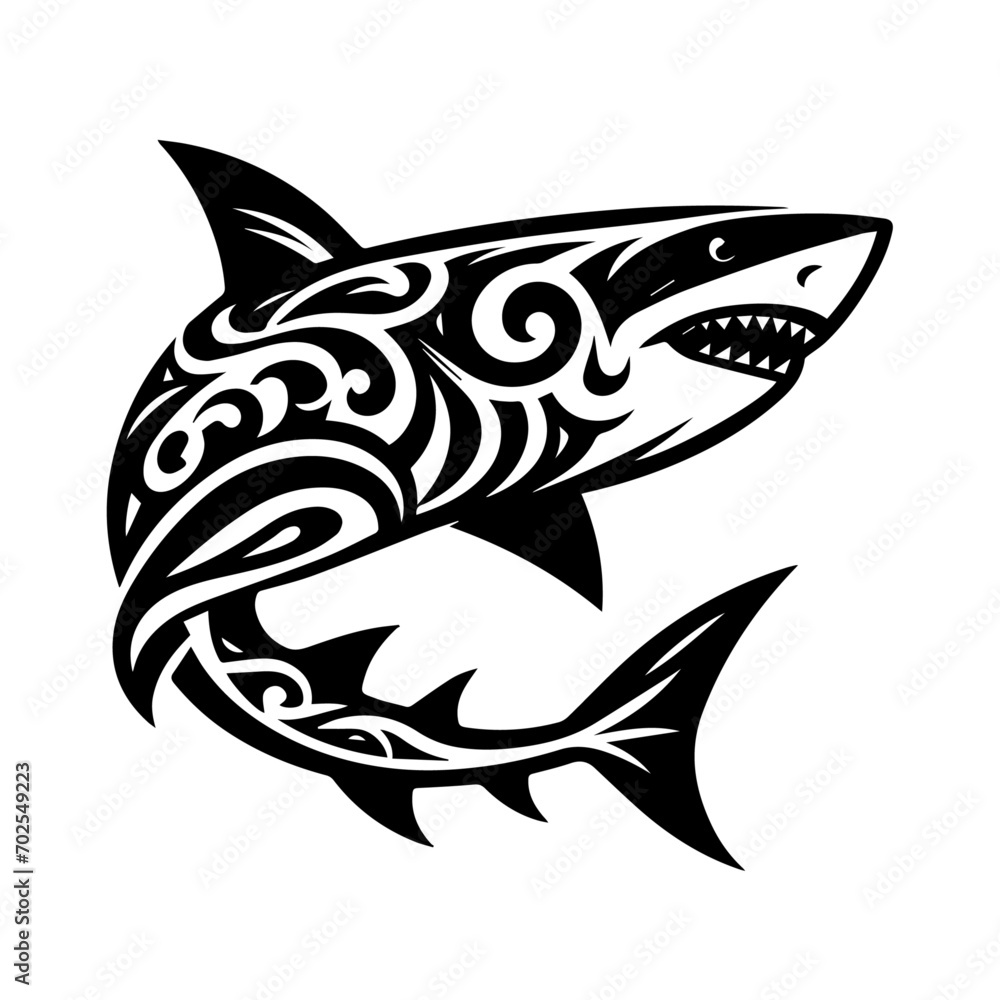Naklejka premium Shark tribal logo icon design illustration template