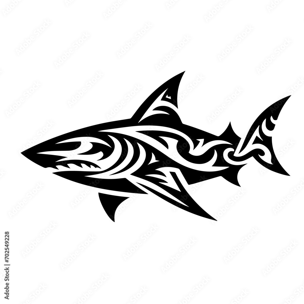 Fototapeta premium Shark tribal logo icon design illustration template