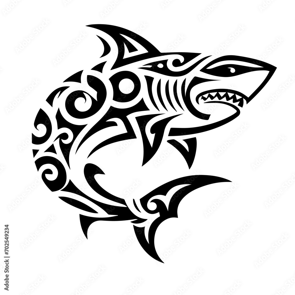 Naklejka premium Shark tribal logo icon design illustration template