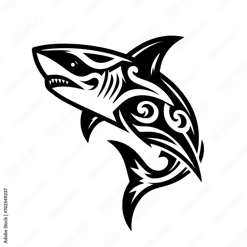 Fototapeta premium Shark tribal logo icon design illustration template