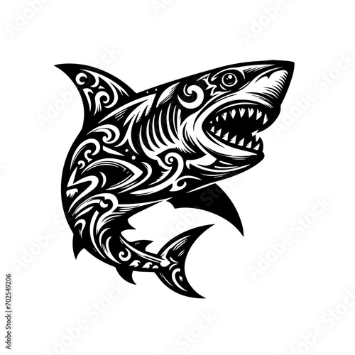Shark tribal logo icon design illustration template