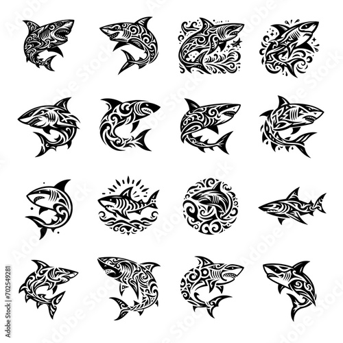Shark tribal logo icon design illustration template