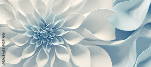 wave floral pattern motif, blue white 10