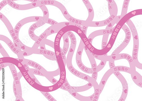 abstract background with love saranghae pink lines photo