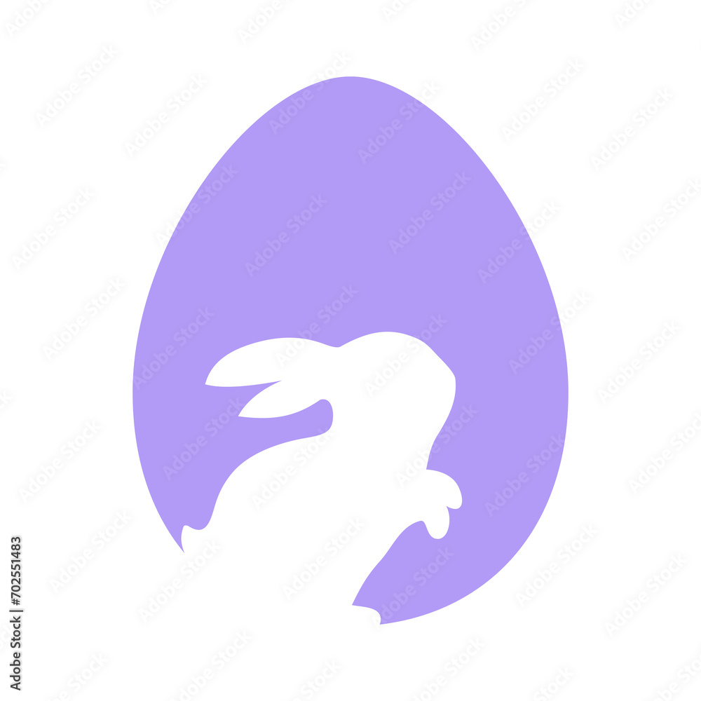 Obraz premium Rabbit silhouette on Easter egg background greeting card decorative elements