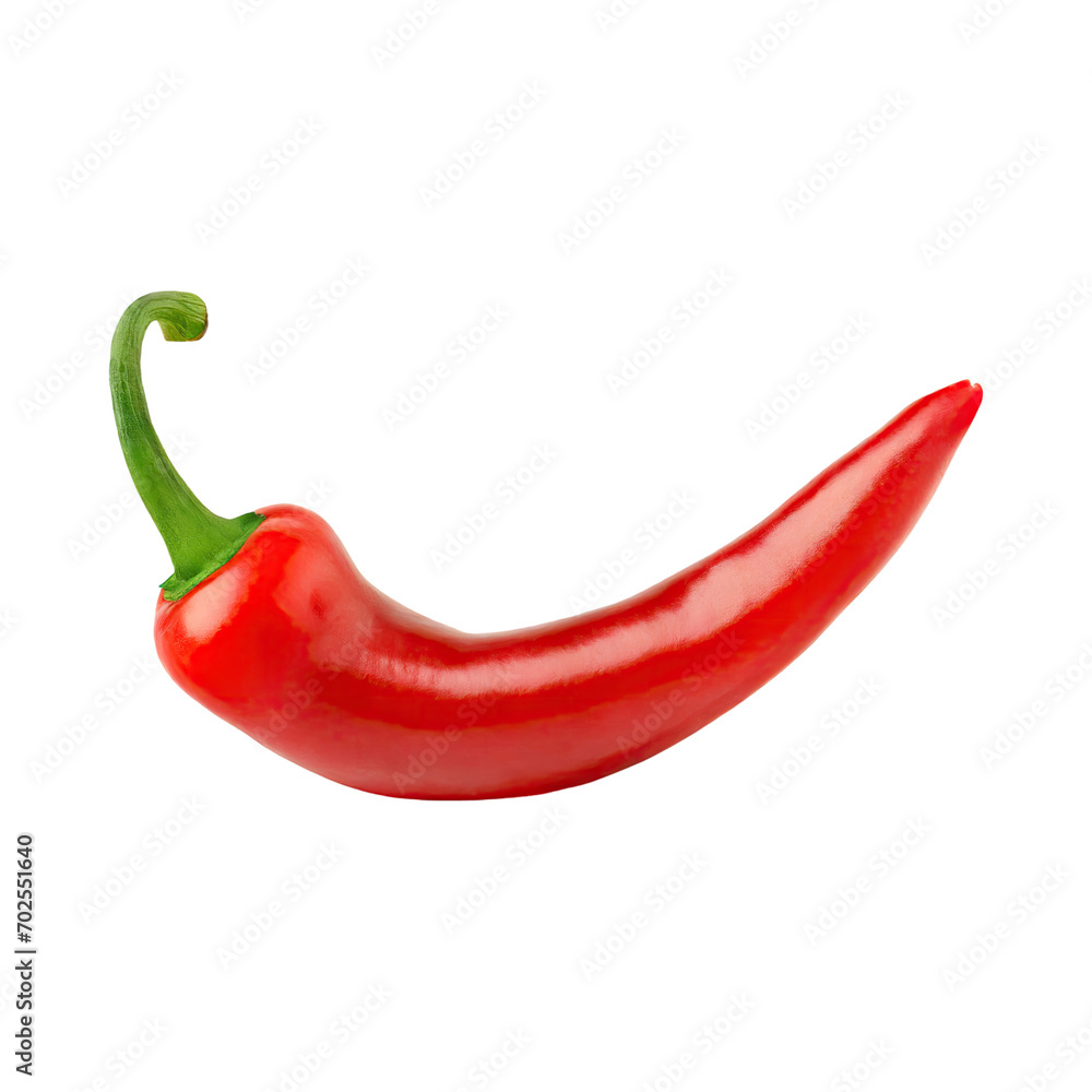A Red Chili Pepper With A Green Stem, Without Shadow, Blank White Isolated Background A Red Chili Pepper With A Green Stem, Without Shadow, Blank White Isolated Background