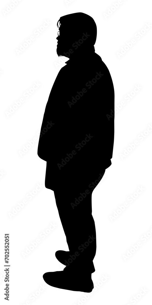 Silhouette of a fat man. Perfect for stickers, tattoos, icons, logos, banner elements, posters.