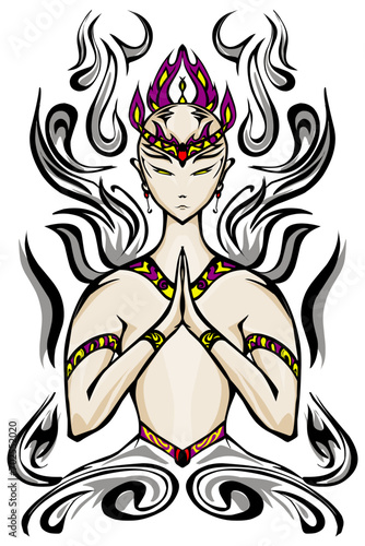 A character illustration of a goddess from heaven. Perfect for poster elements, cartoons, posters, banners, logos, stickers
