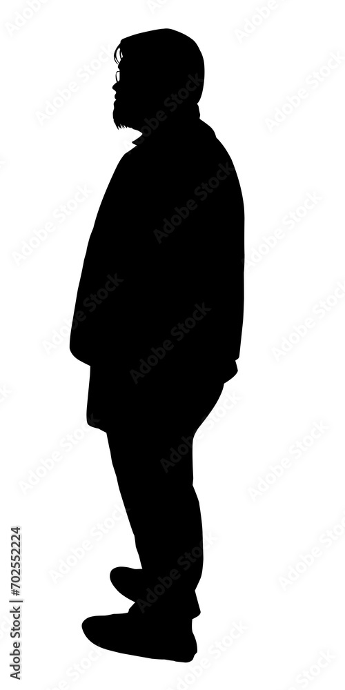 Silhouette of a fat man. Perfect for stickers, tattoos, icons, logos, banner elements, posters.