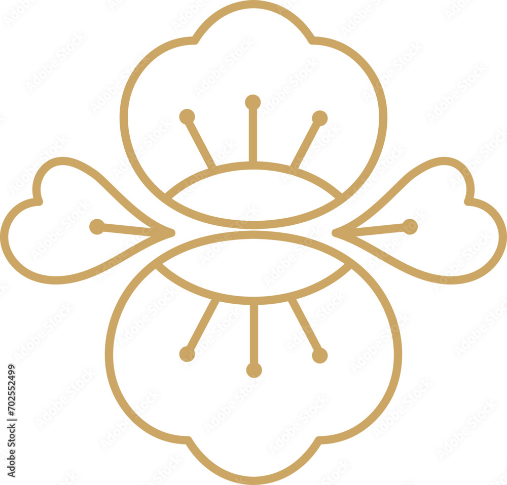 Obraz premium Golden cherry blossom flower illustration