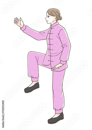 太極拳をする女性イラスト