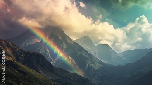 Mountains and raibow