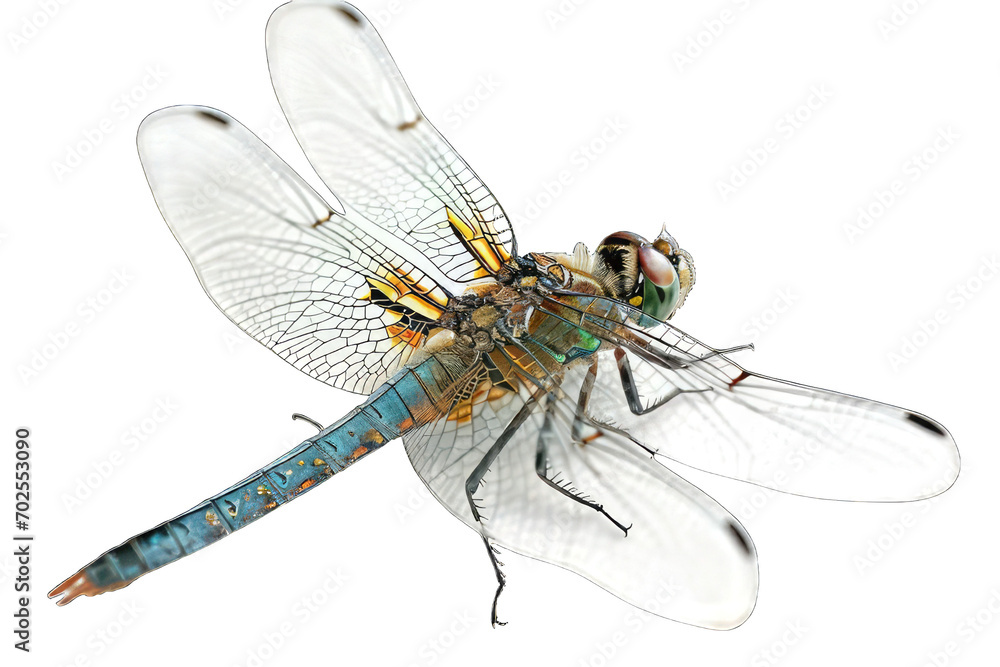 dragonfly on white - obrazy, fototapety, plakaty 