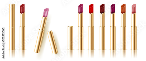 Realistic vector multicolor lipstick set photo