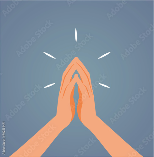 Hands praying in Faith Concept Vector Illustration Design. Religious person saying the grace during redemption gratitude process 

