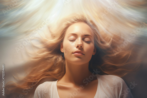 Generative AI Image of Woman Sleeping Unconscious During Relaxation Hypnotherapy