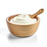 Sour cream in wooden bowl mayonnaise yogurt