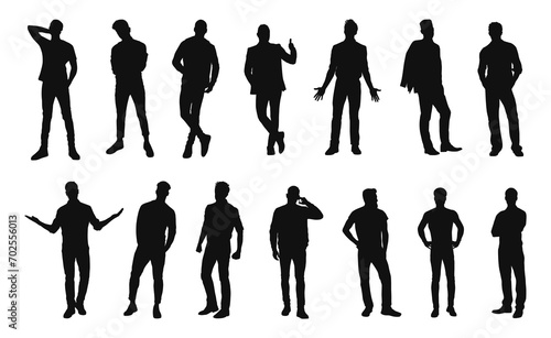 Group of man standing silhouette.