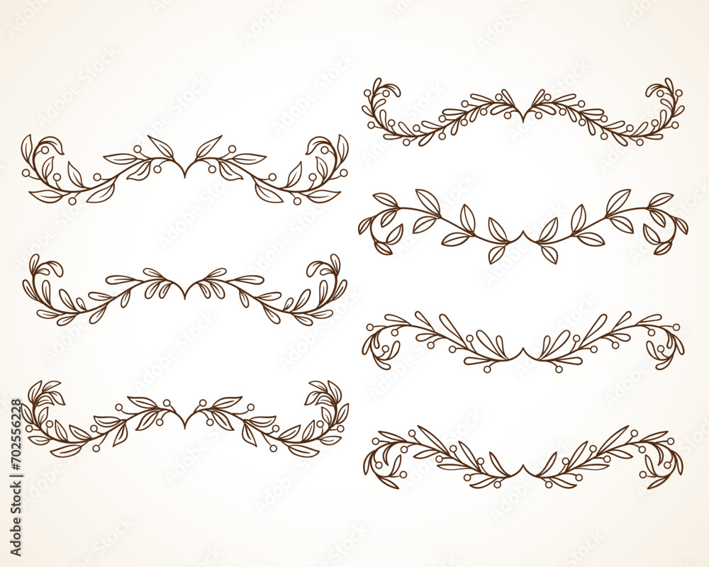 Obraz premium vines or floral border with vintage style. hand drawing leaves frame on white background