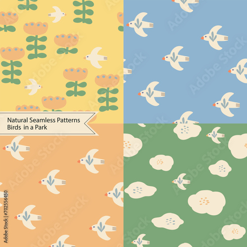 Flying Bird and nature pattern