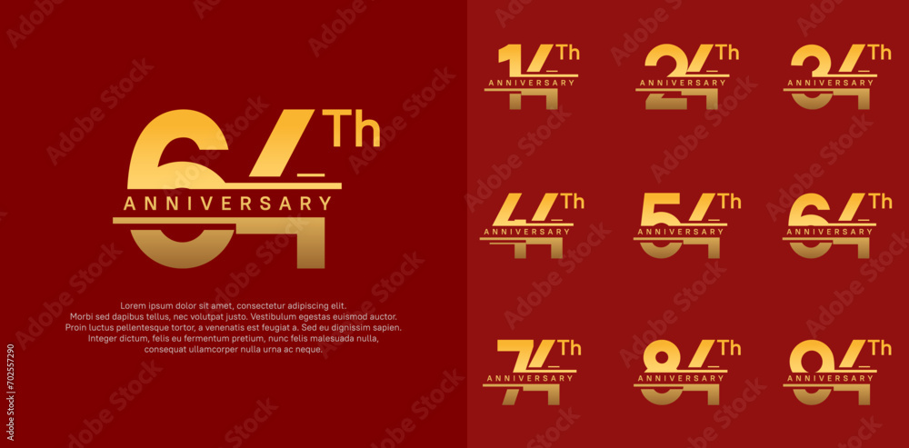 anniversary vector set design with golden color for celebration day