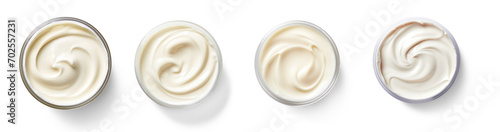 set of White cream top view on isolate transparency background, PNG