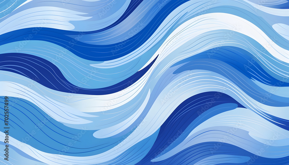 Fototapeta premium Azure Currents: Abstract Wavy Blue Pattern Design