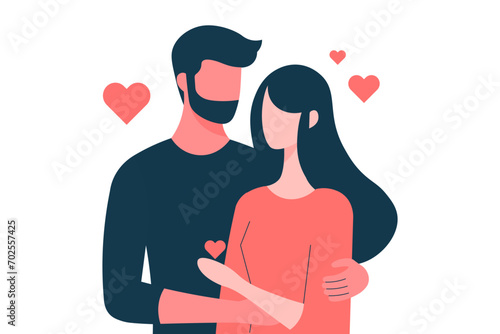 minimalist couple in love has a good relationship,man and woman holding a red heart shape, couple concept for Valentine's Day and Love Day ,vector lover illustrations.