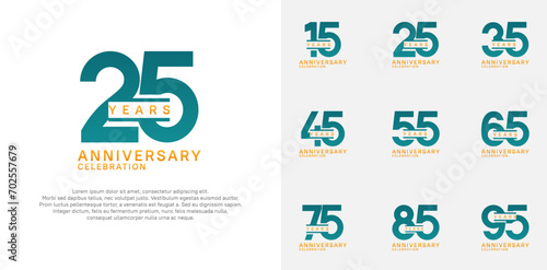 anniversary logotype vector set with green color for special celebration