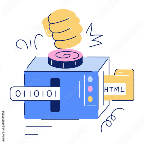 A hand drawn mini illustration of html coding 